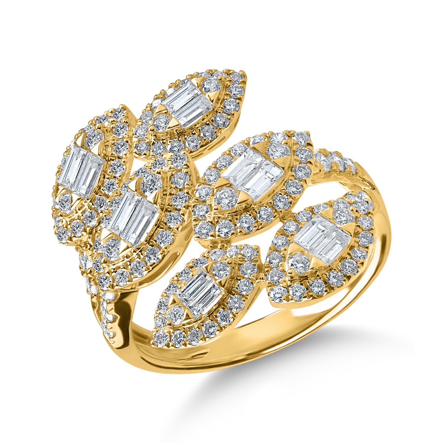 Sárga arany gyűrű 1.3ct gyémántokkal