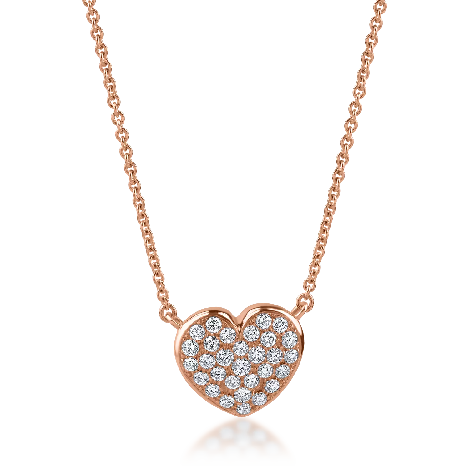 Naszyjnik w kształcie serca z różowego złota z diamentami o masie 0.47ct