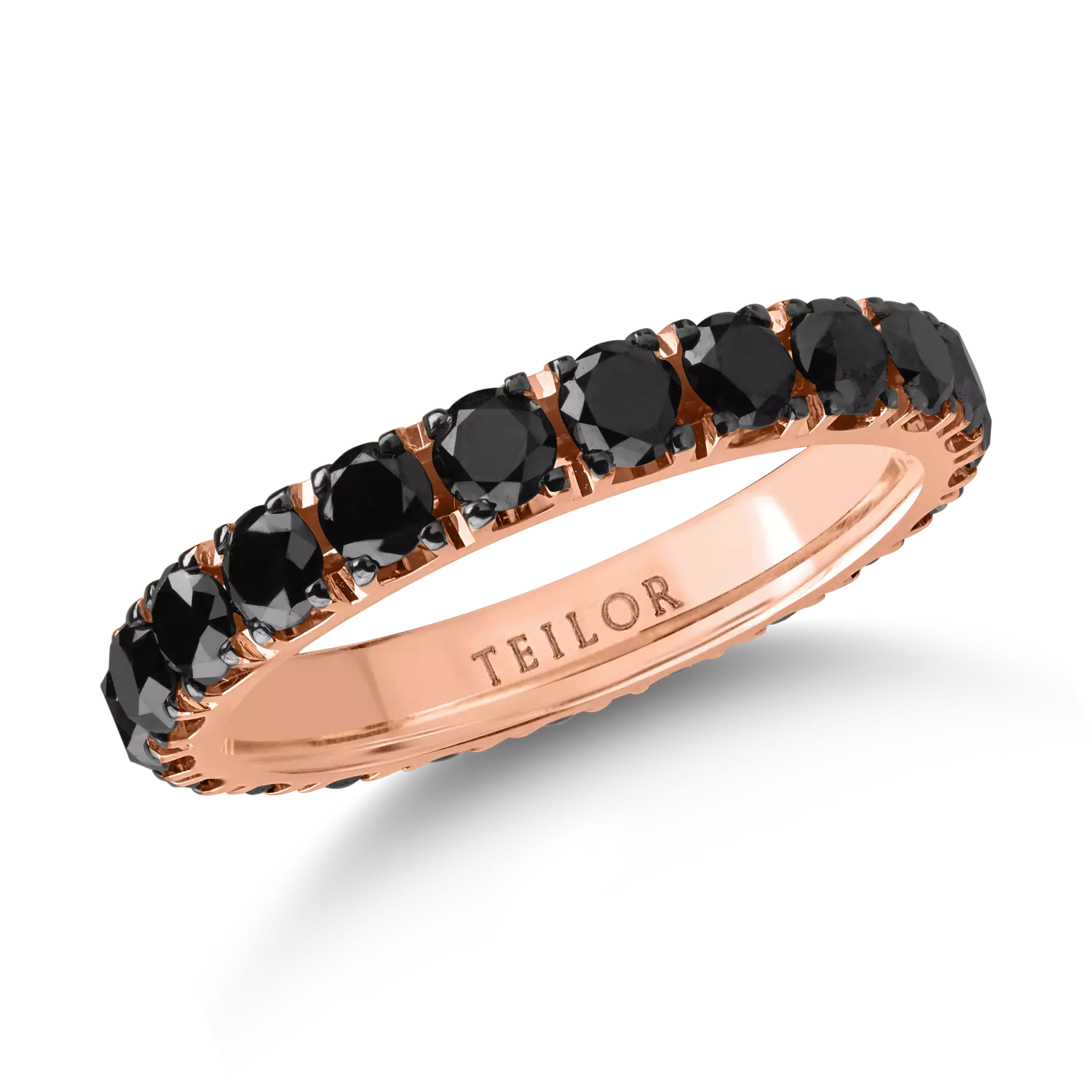 вечен пръстен от розово злато с черни диаманти 2.4кт