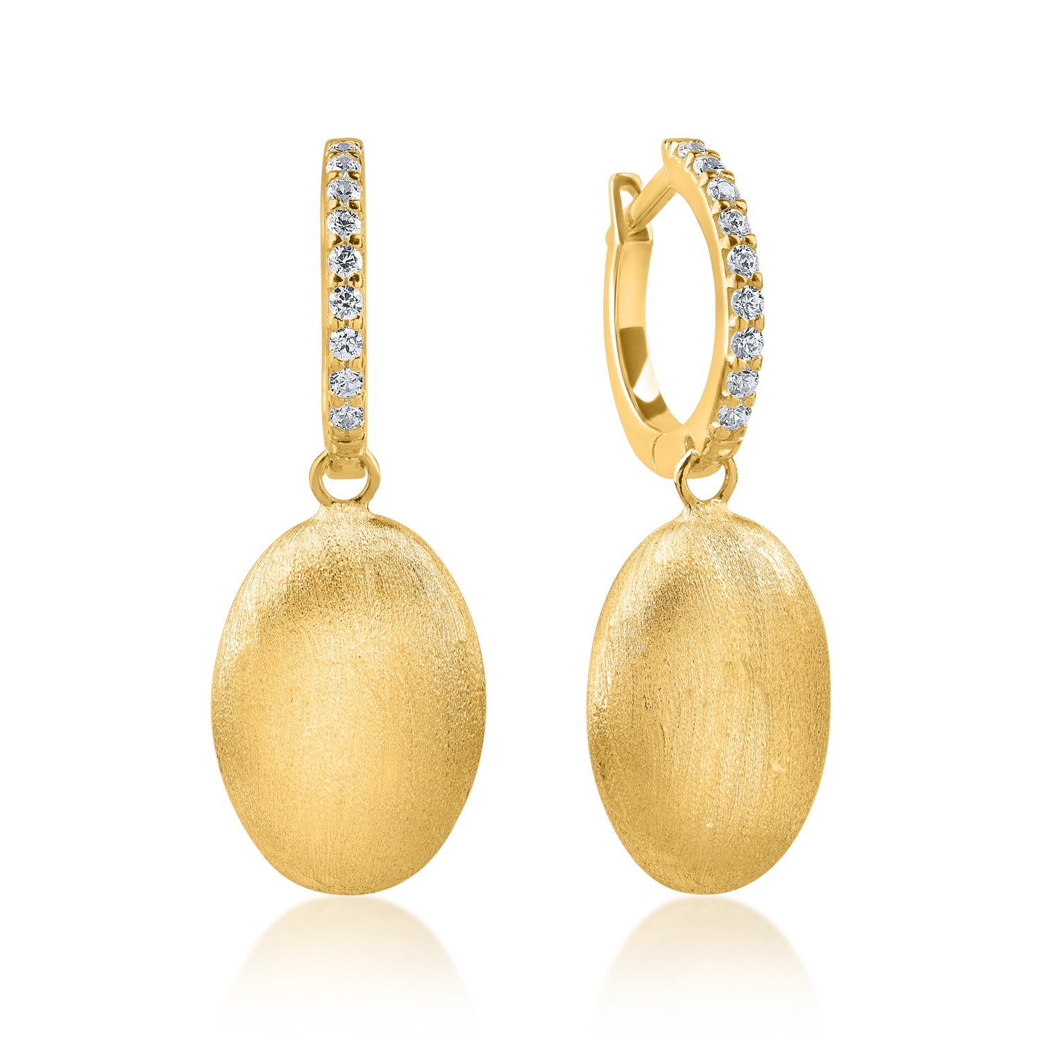 Yellow gold geometric earrings with zirconia