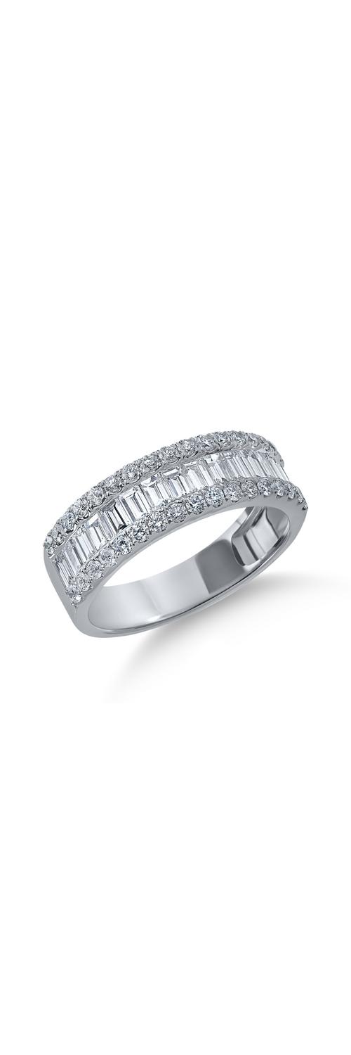 Микрозакрепващ пръстен от бяло злато с 1.3кт диаманти