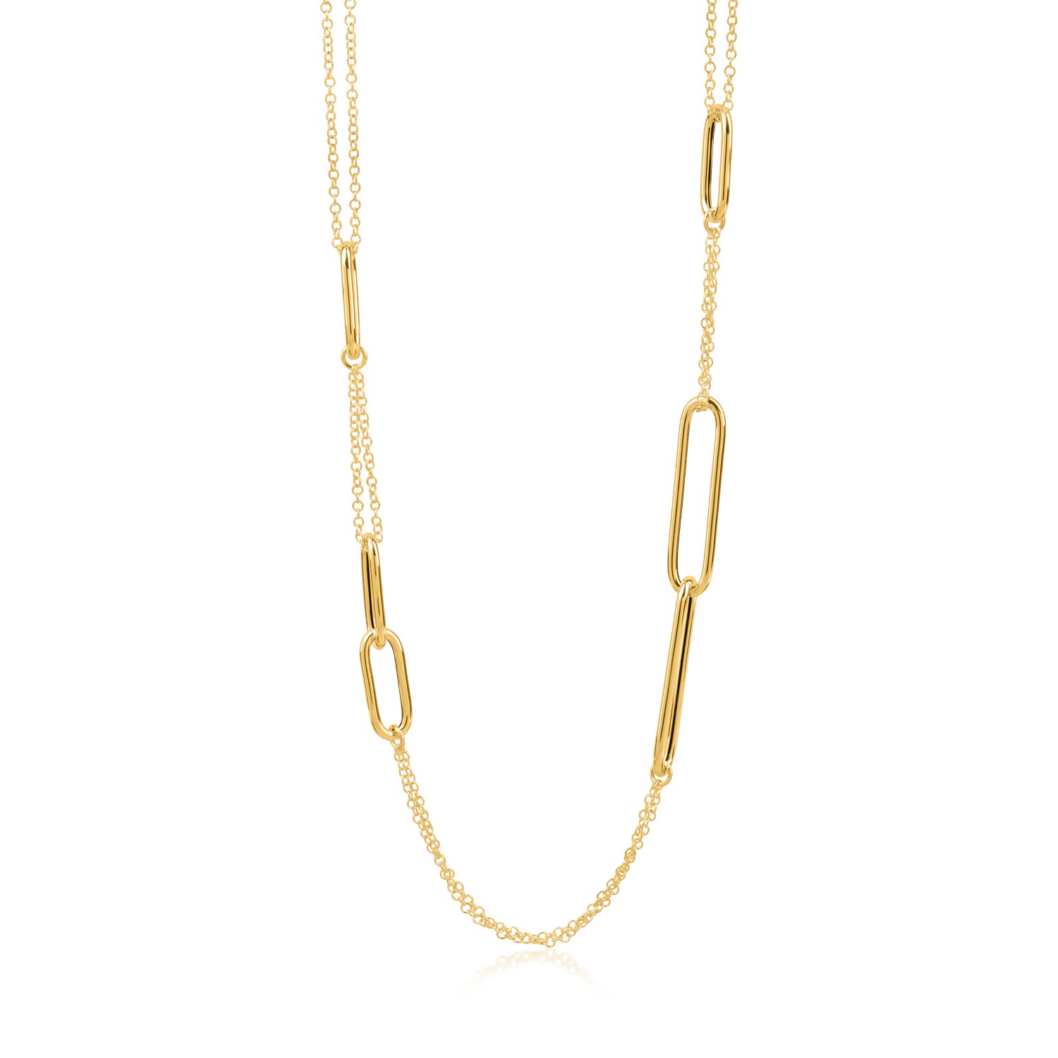 Yellow gold chain with geometric details