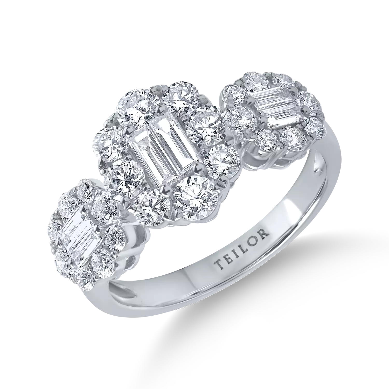 Fehérarany gyűrű 1.4ct gyémántokkal