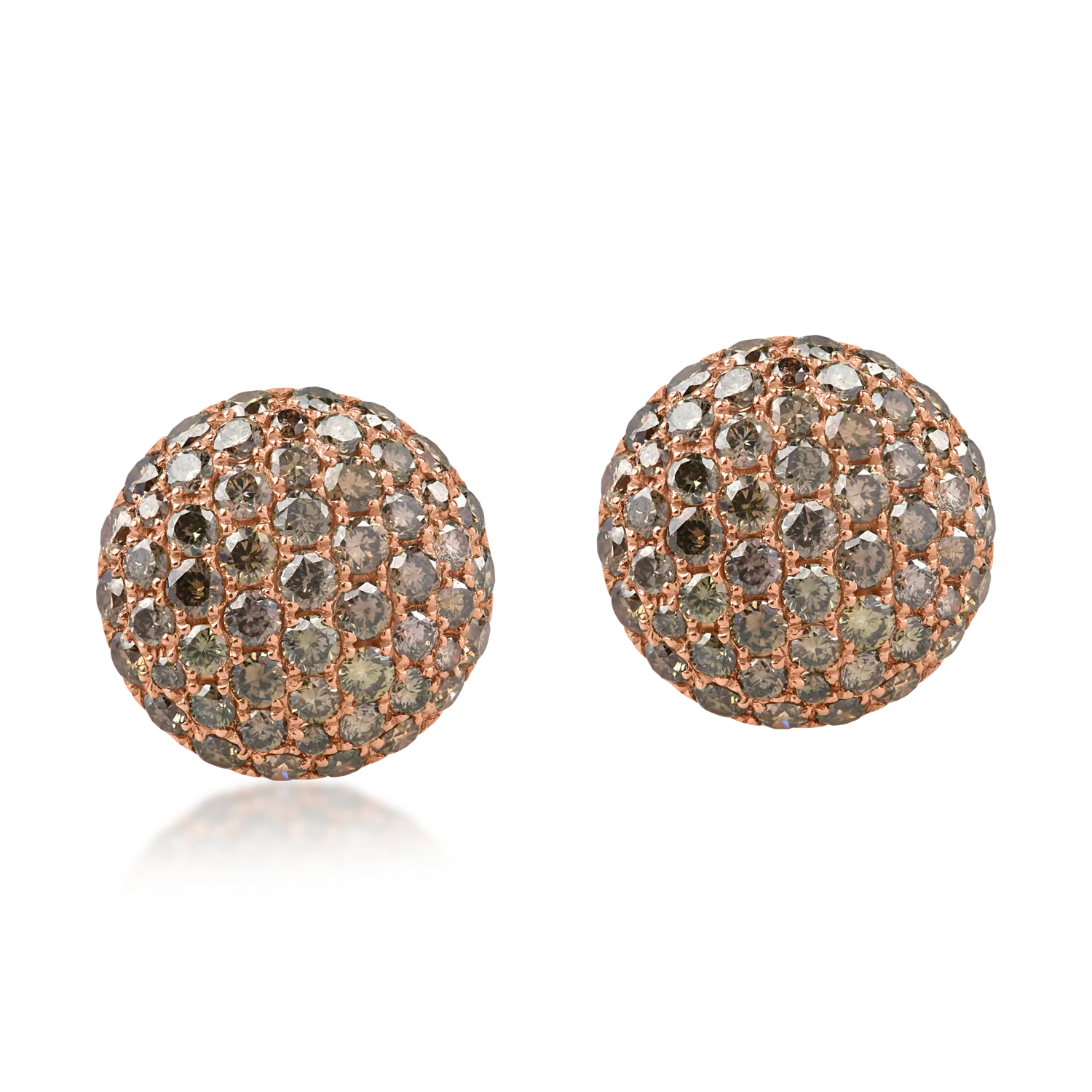 Rózsarany fülbevaló 1.7ct barna gyémántokkal