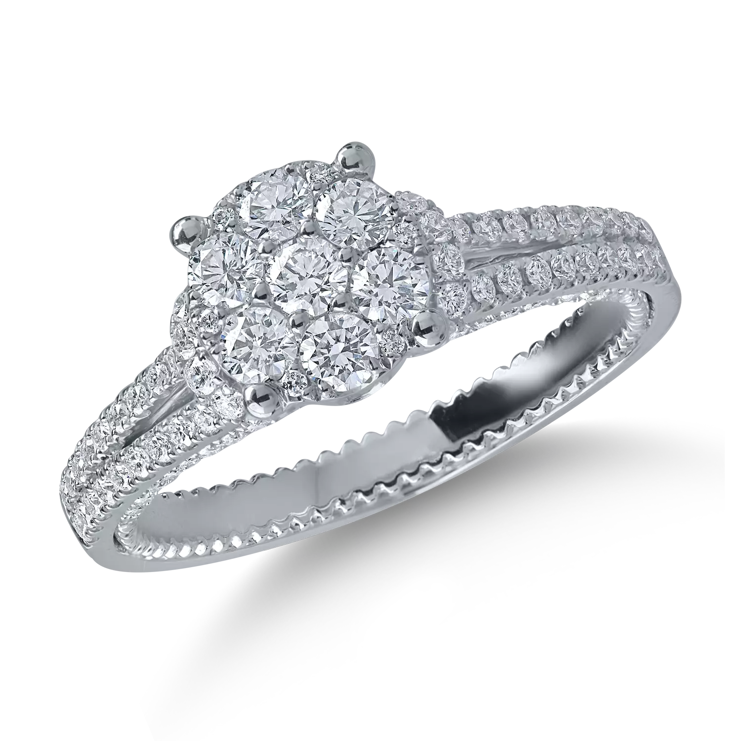 Fehér eljegyzési gyűrű 0.7ct gyémántokkal