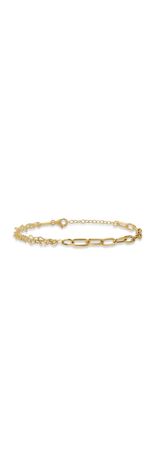 Yellow gold link chain and hearts bracelet