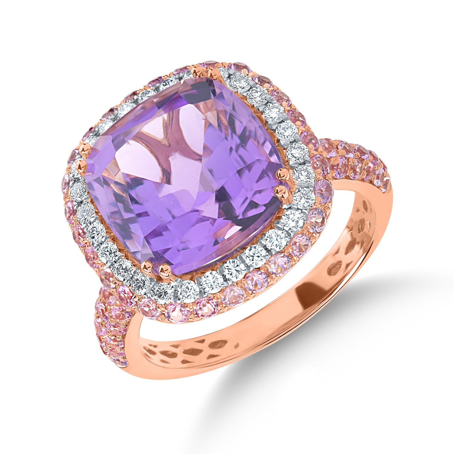 Rose gold ring with 7.2ct precious and semi-precious stones