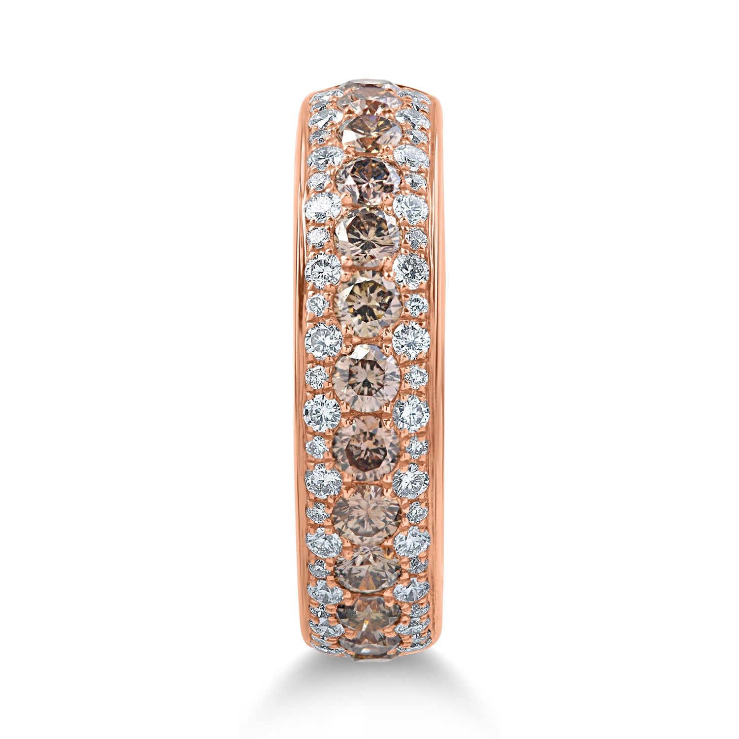 Rose gold microsetting ring with 0.9ct brown diamonds and 0.3ct clear diamonds