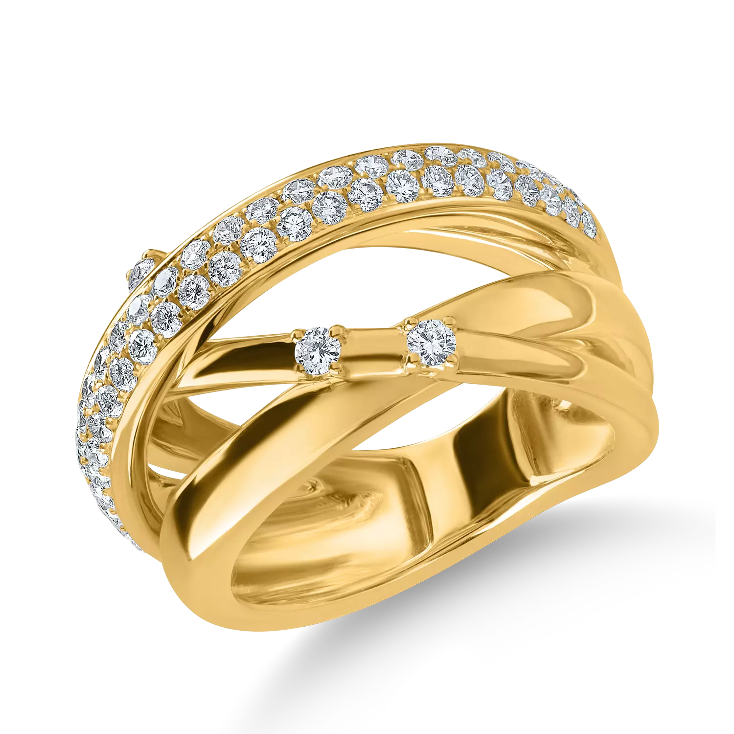 Sárga arany gyűrű 0.7ct gyémántokkal