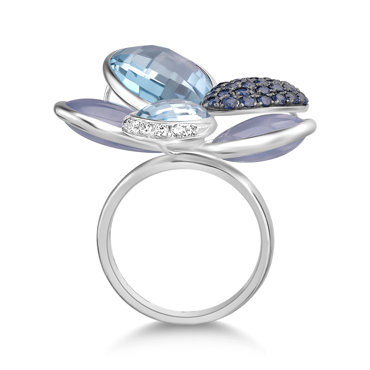 18K white gold ring with 25.25ct precious and semiprecious stones