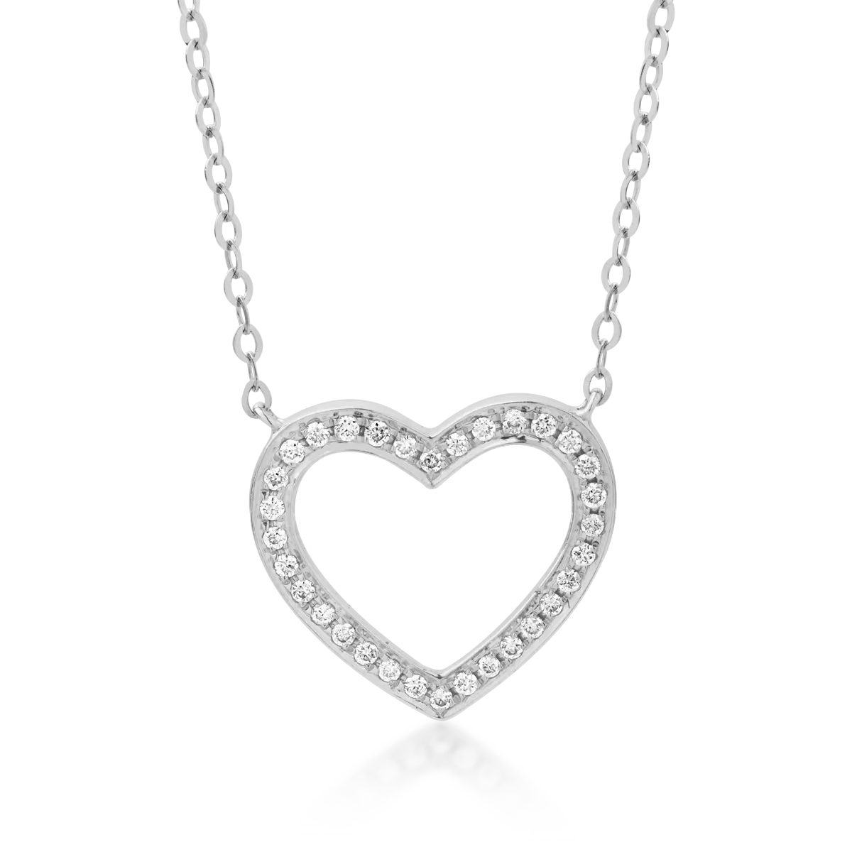18K white gold heart pendant necklace with 0.068ct diamonds
