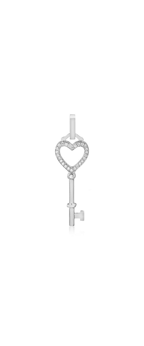 18K white gold key pendant with diamonds of 0.08ct