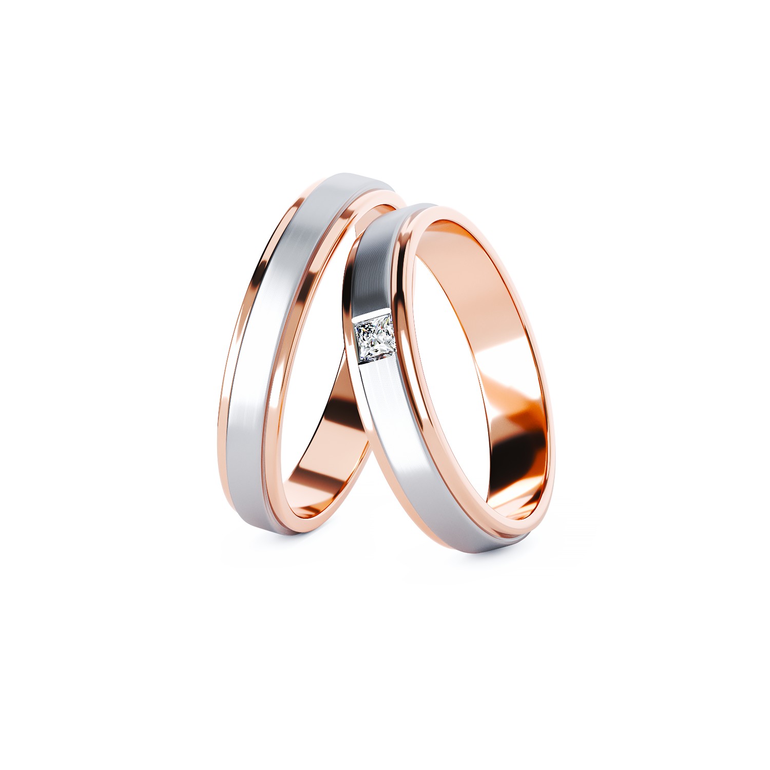 14K rose-white-rose gold TEI-COMELY wedding bands