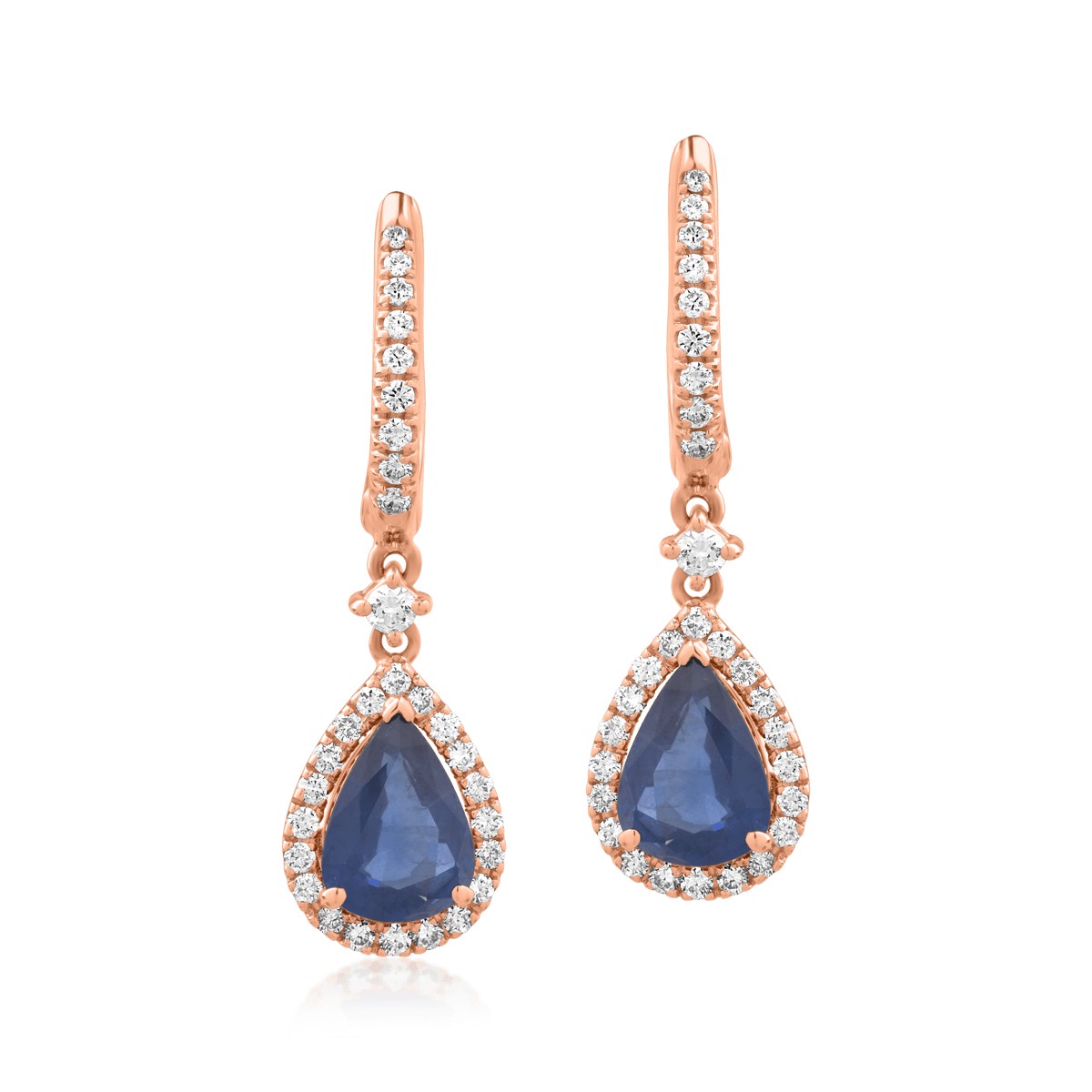 18K rose gold earrings with 2.13ct sapphires and 0.46ct diamonds