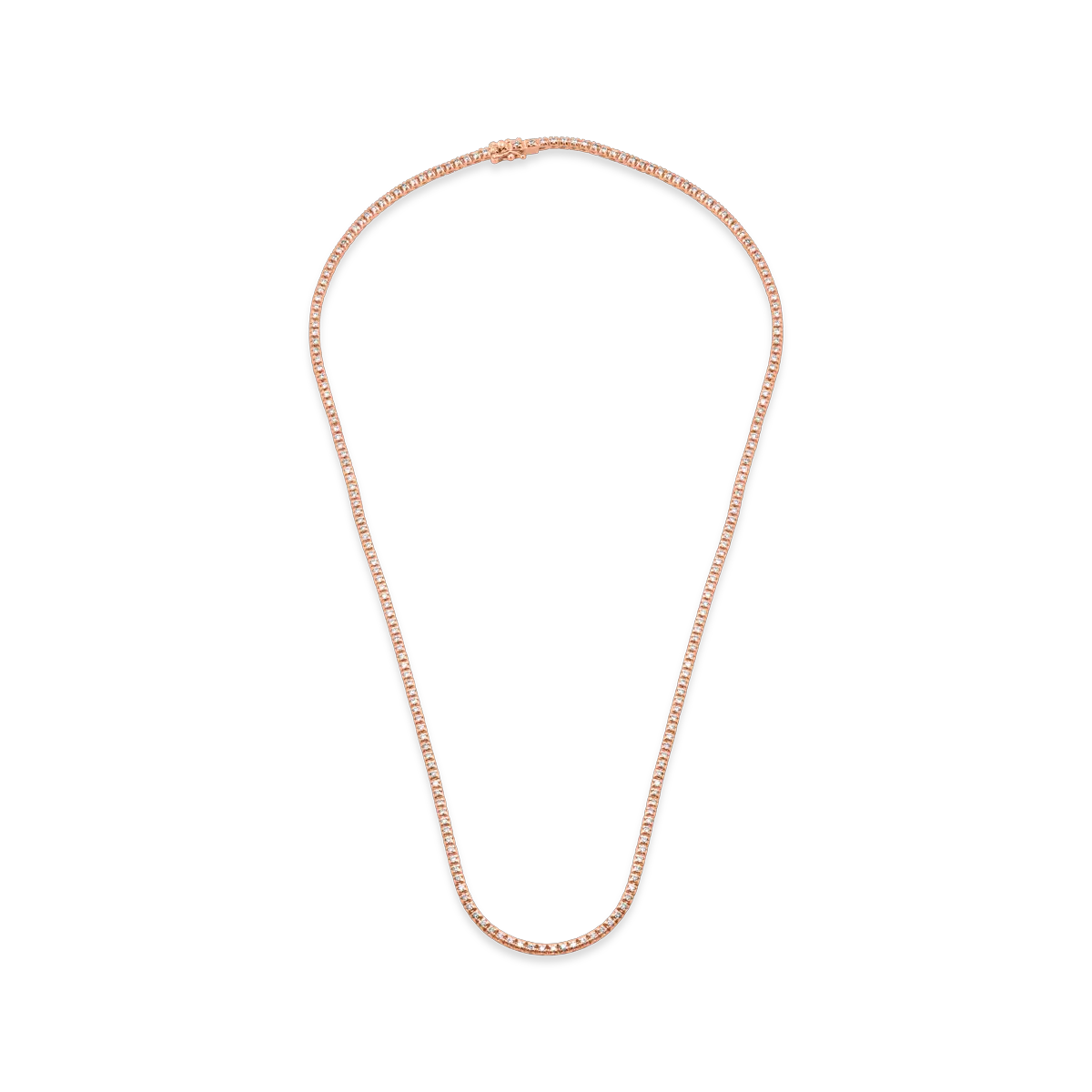 Colier tennis din aur roz de 18K cu diamante de 2ct