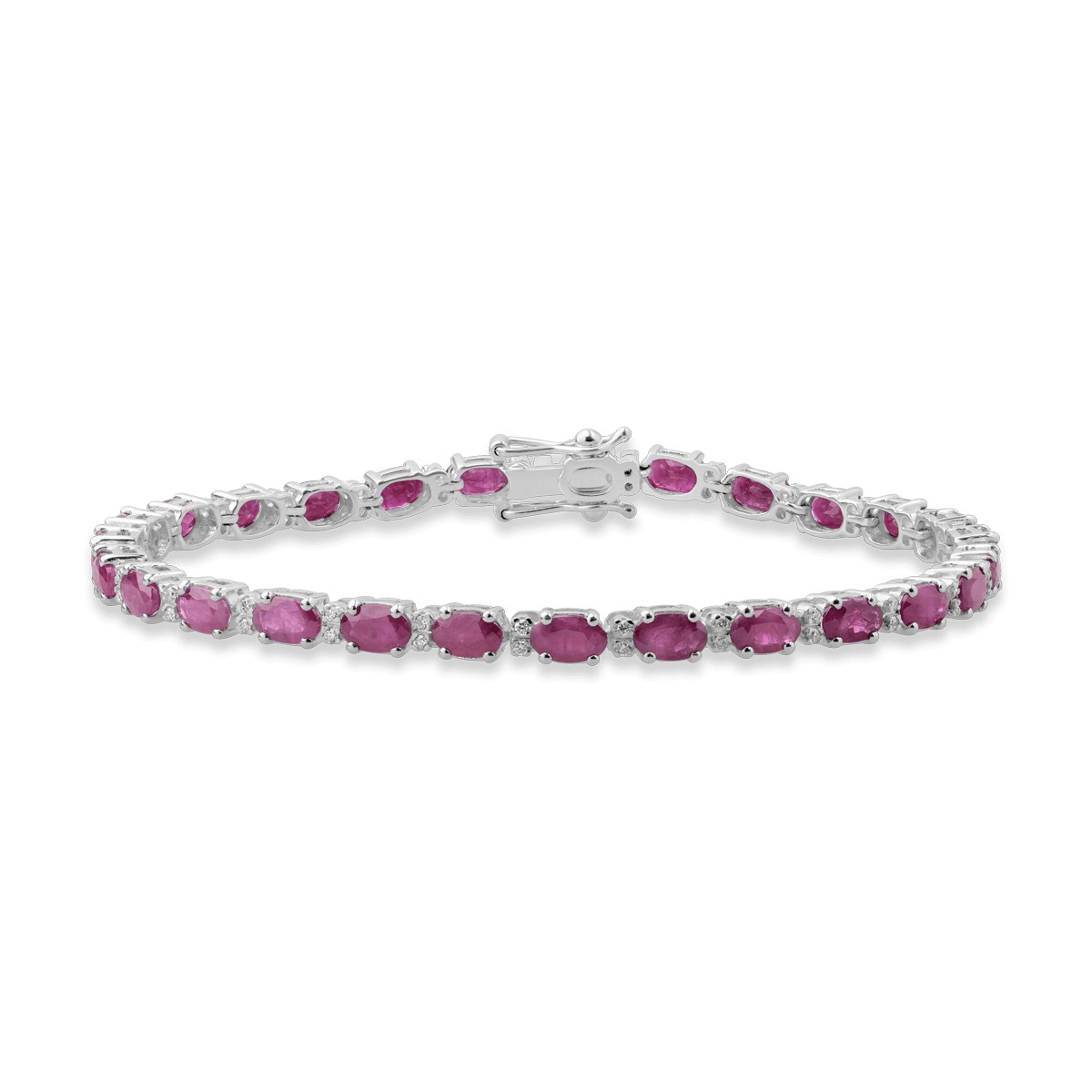 18K white gold tennis bracelet with 8.53ct rubies and 0.26ct diamonds