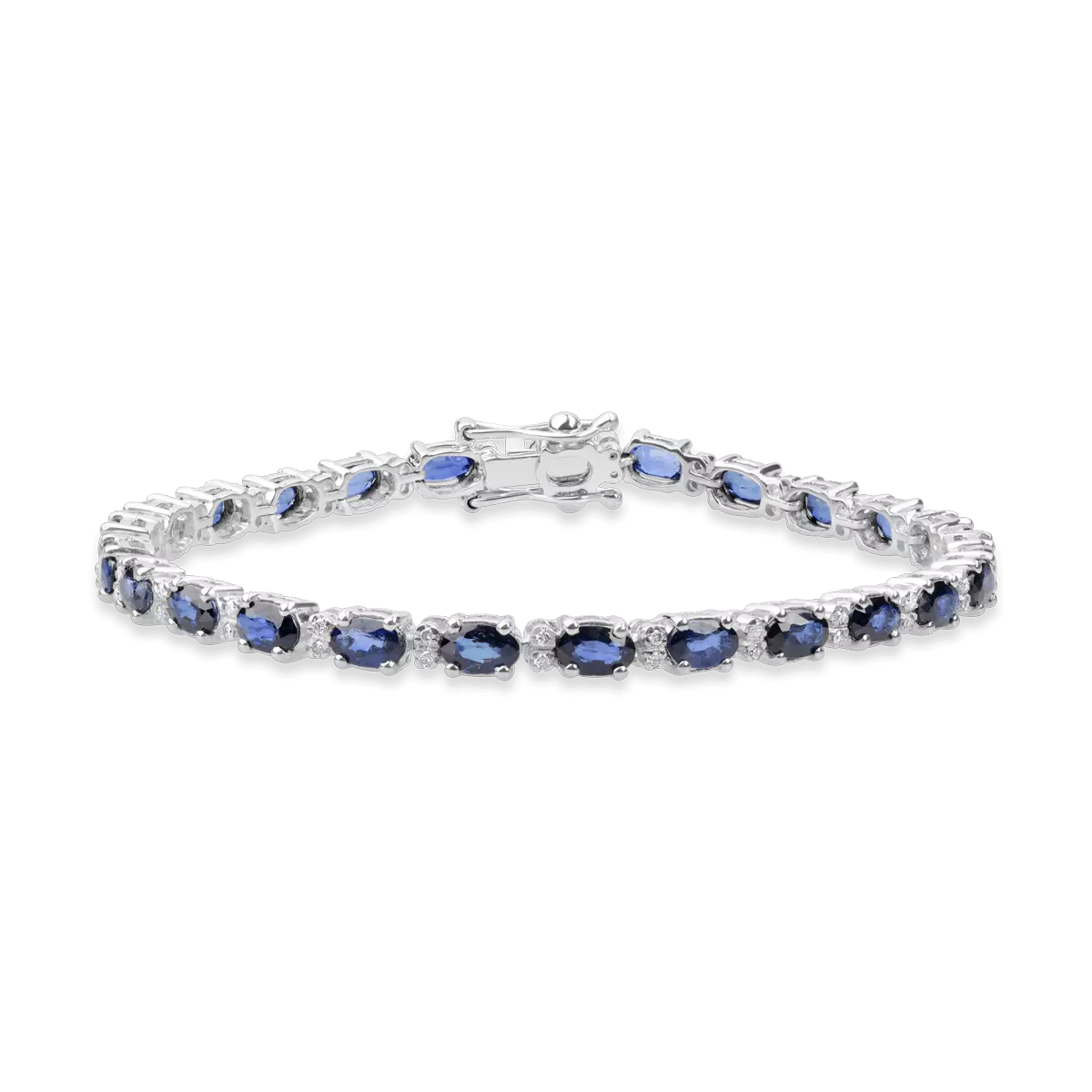 18K white gold bracelet with 8.73ct treated sapphires and 0.27ct diamonds