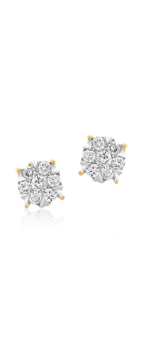 18K yellow gold earrings with diamonds of 0.2ct