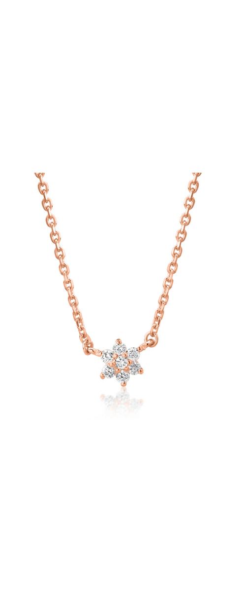 18K rose gold chain with pendant with diamonds of 0.08ct