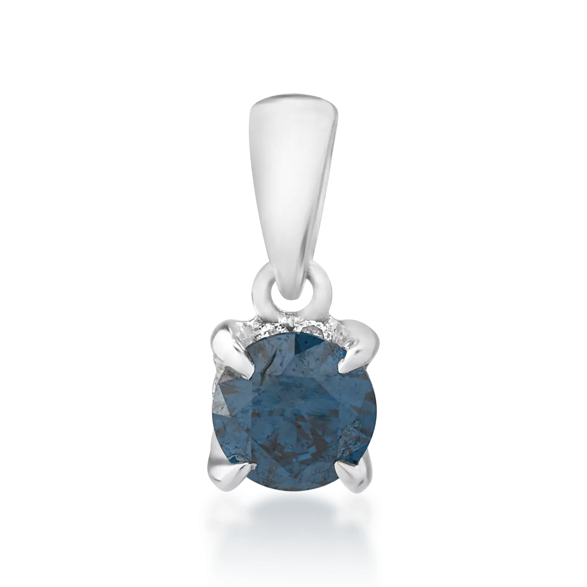 Pandantiv din aur alb de 18K cu diamant albastru de 0.33ct si diamante transparente de 0.04ct