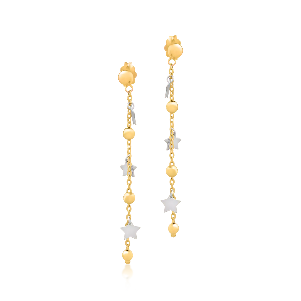 Długie kolczyki z gwiazdkami z 14K białego-żółtego złota