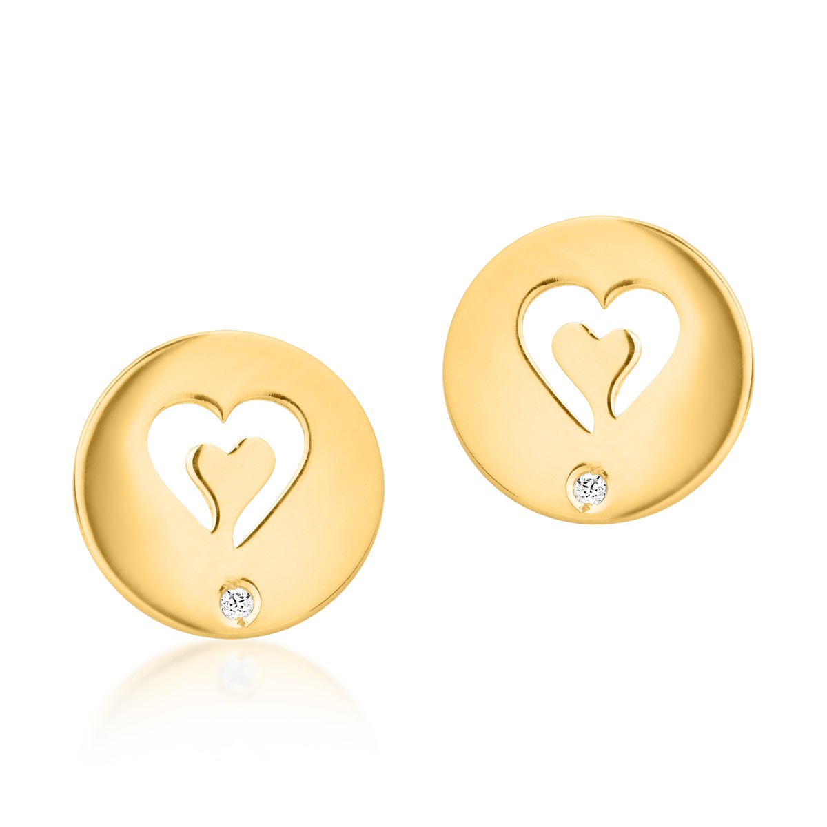 14K yellow gold coins and hearts earrings