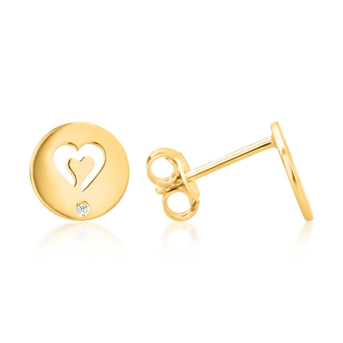 14K yellow gold coins and hearts earrings