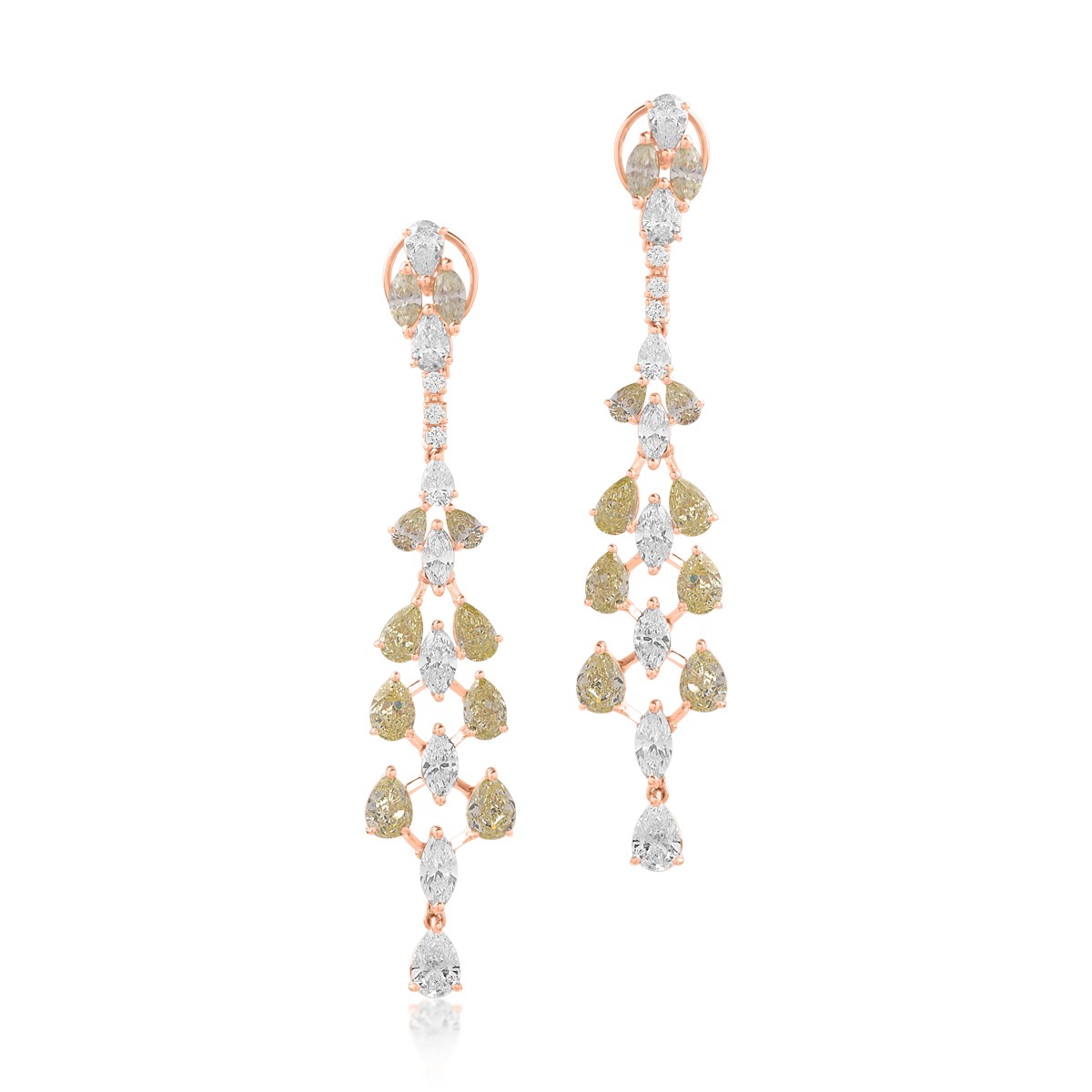 18K rose gold earrings with fancy diamonds of 6.39ct and diamonds of 4.56ct