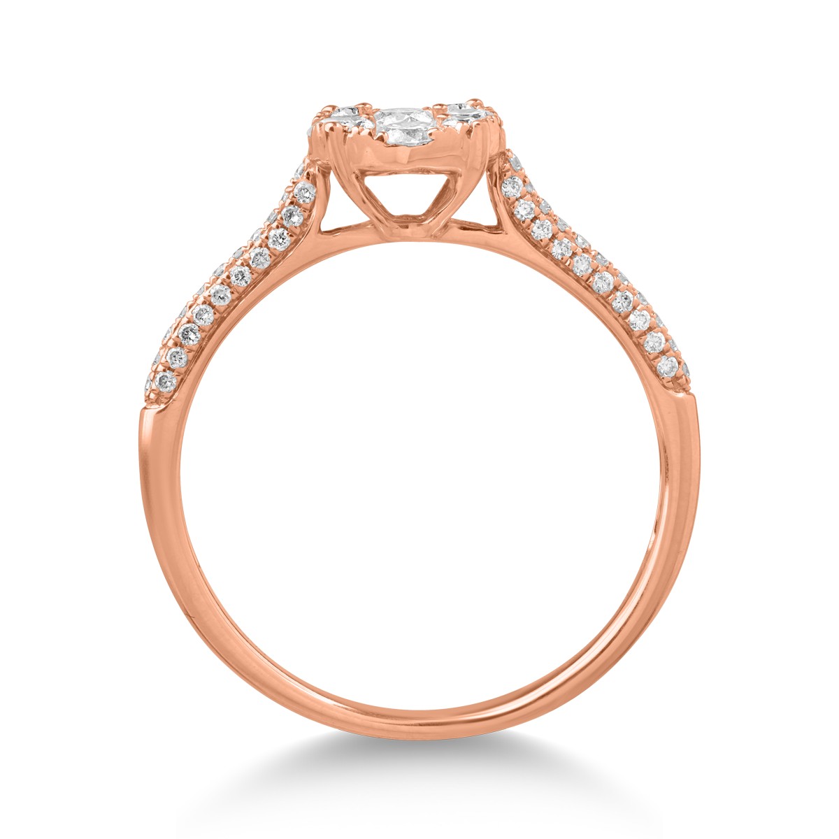 18k rózsaszín arany gyűrű gyémántokkal 0,54ct