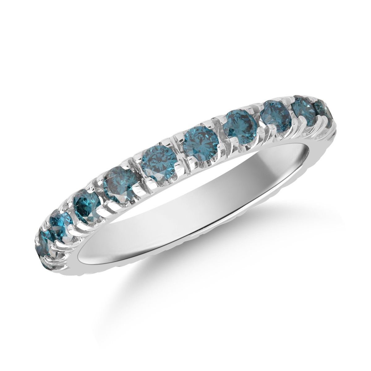 Inel infinity din aur alb de 18K cu diamante albastre de 1.15ct
