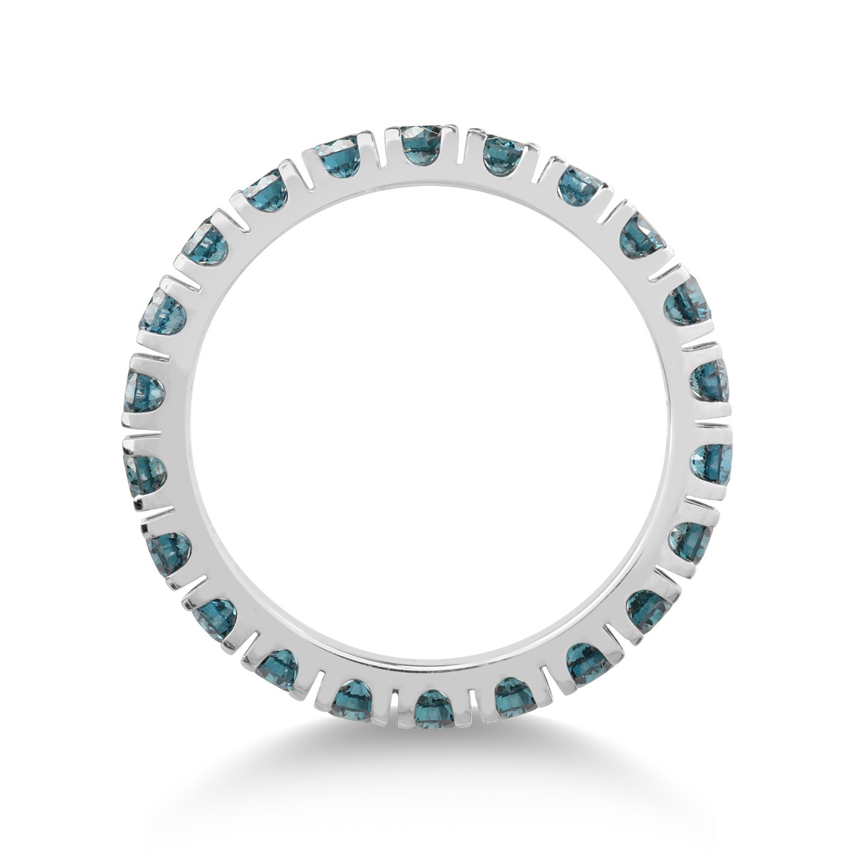 Безкраен пръстен от бяло злато 18 карата със сини диаманти 1,15 карата