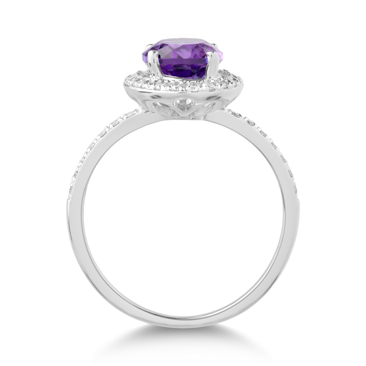18K white gold ring with 2ct amethyst and 0.26ct diamonds