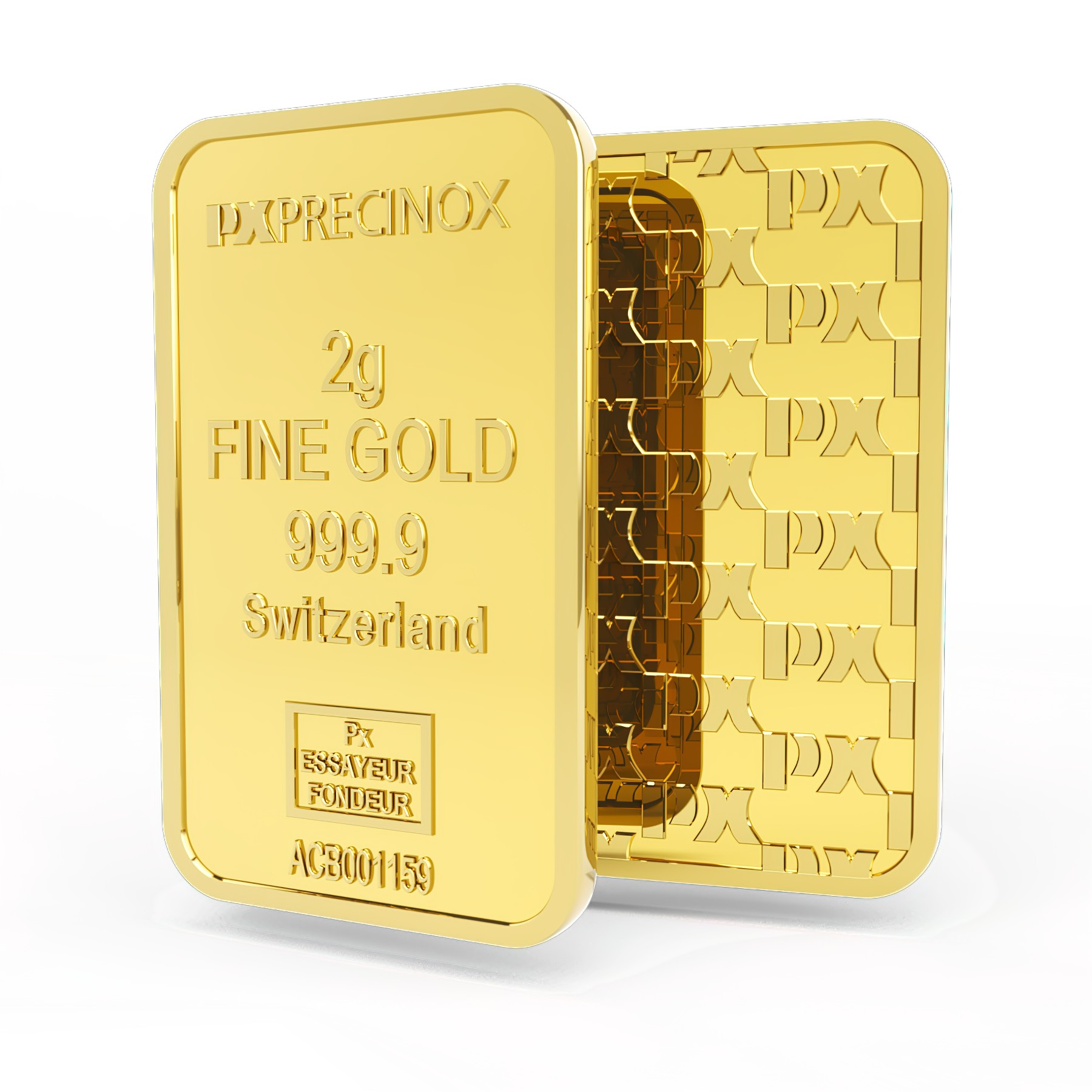 Lingou aur 2g, Elvetia, Fine Gold 999,9