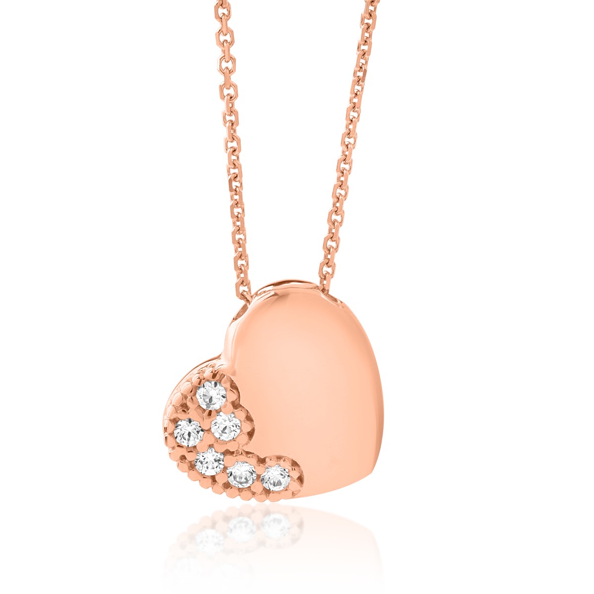 Nyaklánc szív alakú medállal 14K-os rózsaszín aranyból