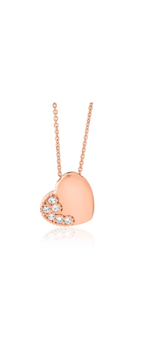 14K rose gold heart pendant necklace