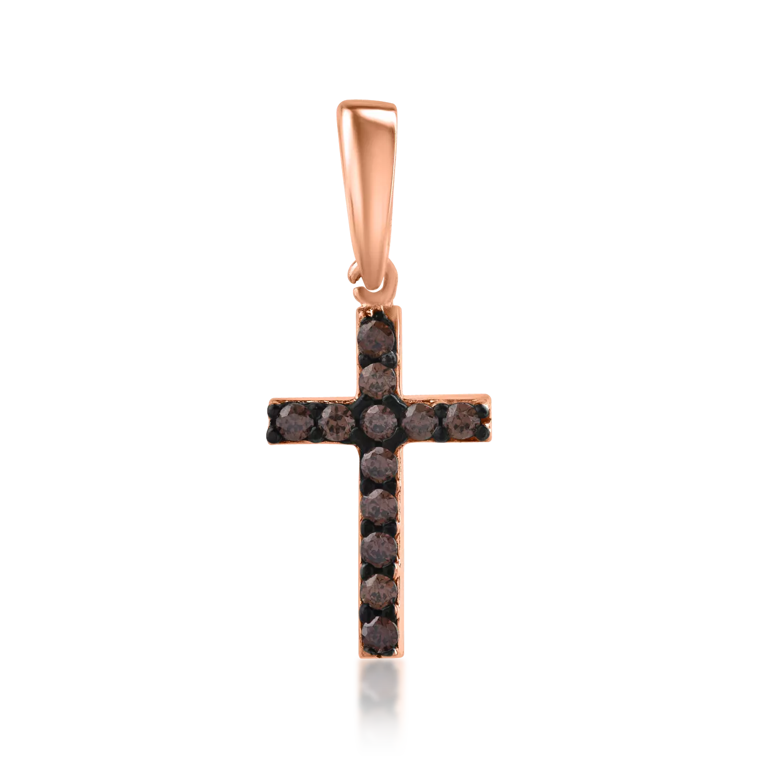 Pandantiv cruce din aur roz de 14K