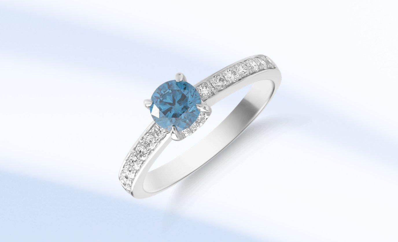 Inele de logodna cu diamante albastre
