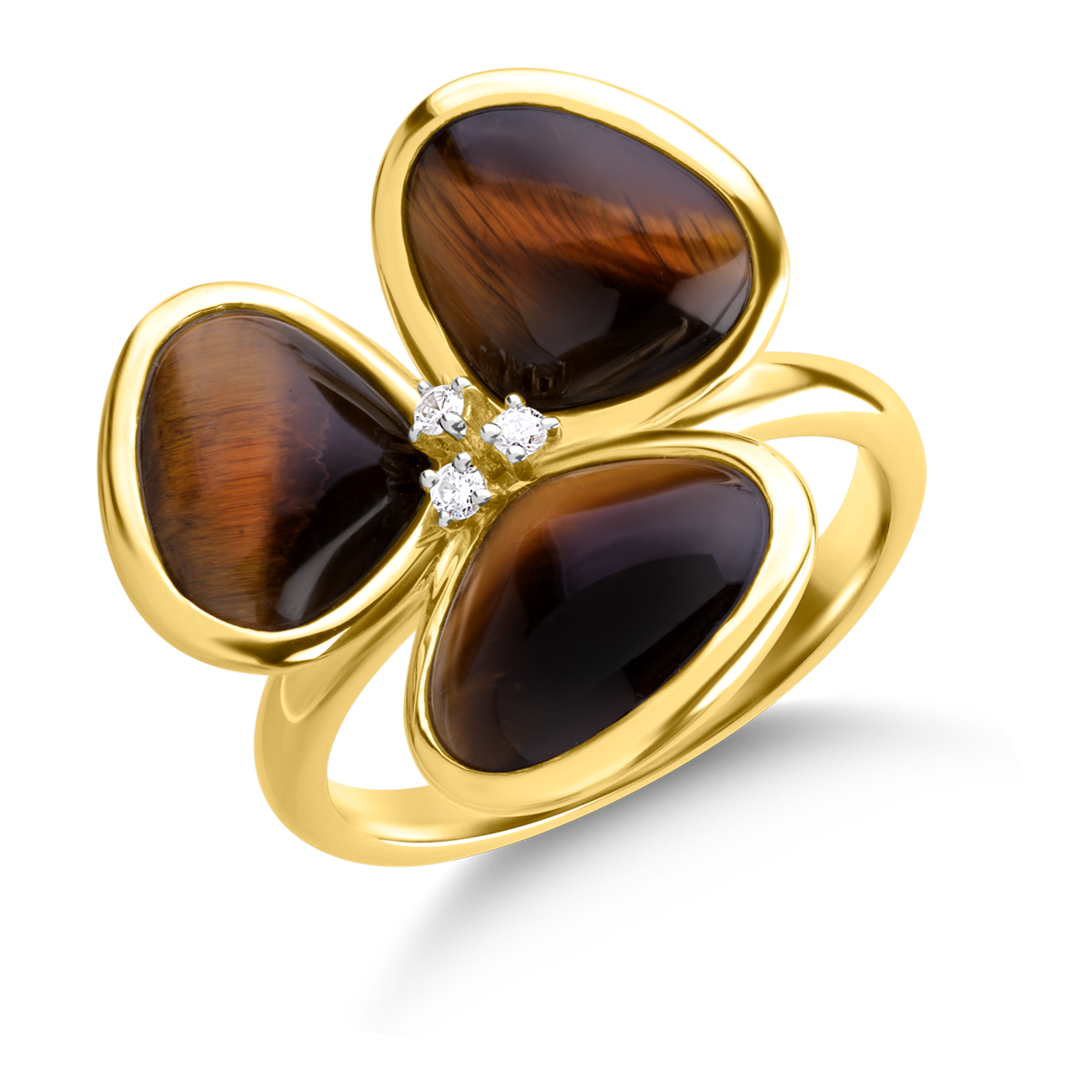 18K yellow gold ring with tiger eye