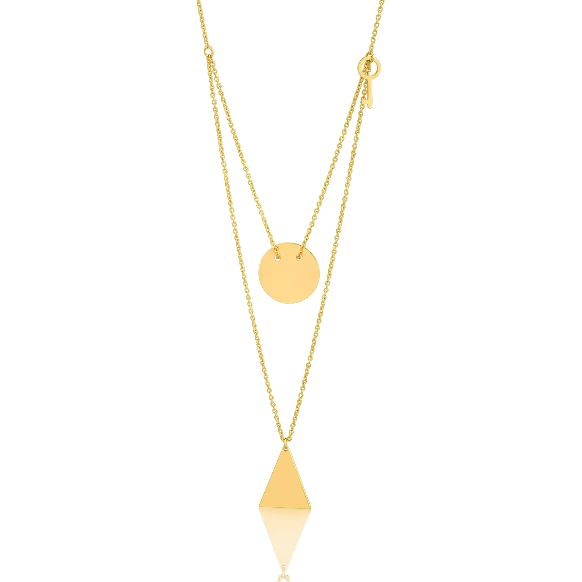 14K yellow gold geometric pendants chain
