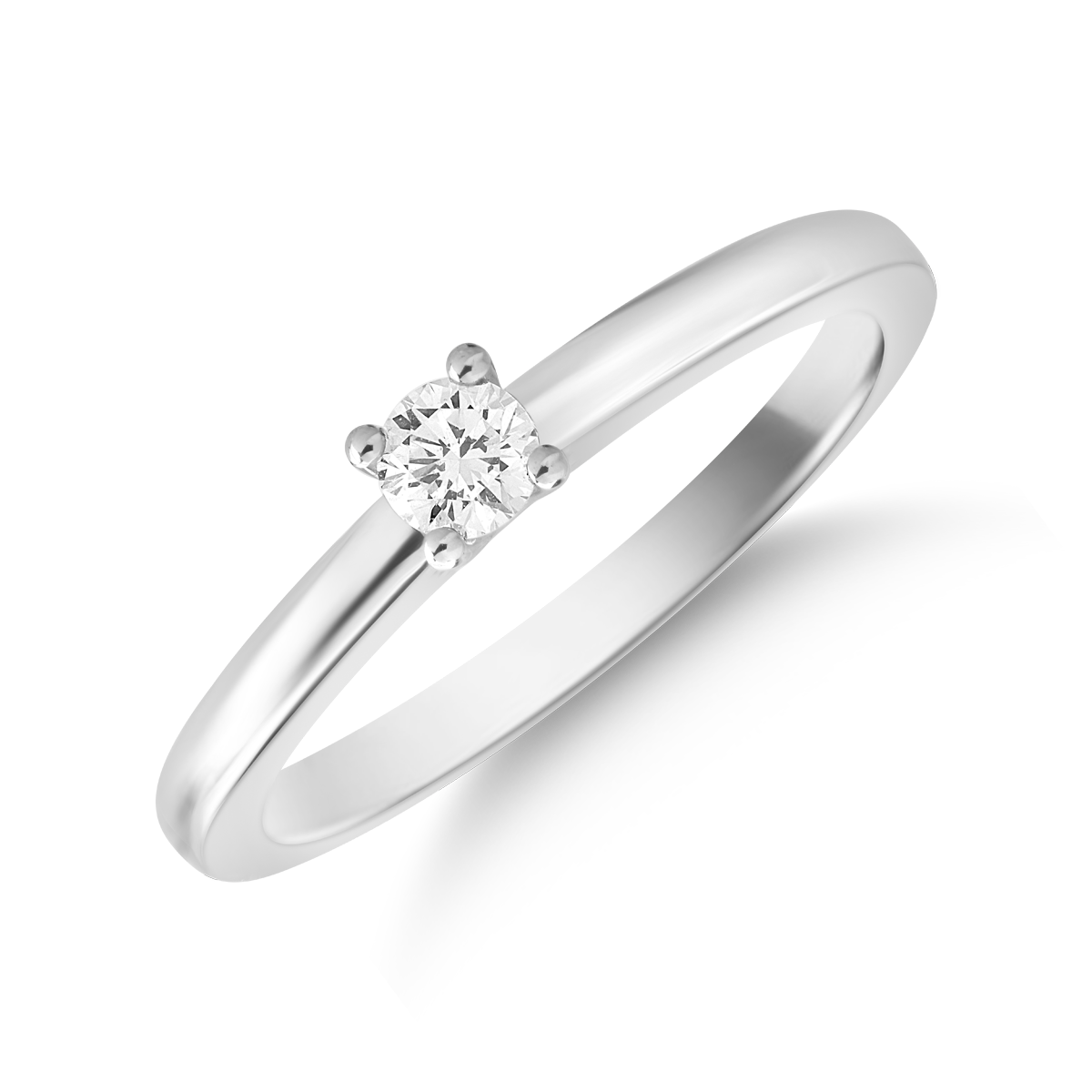 18K white gold engagement ring with a solitaire diamond of 0.14ct