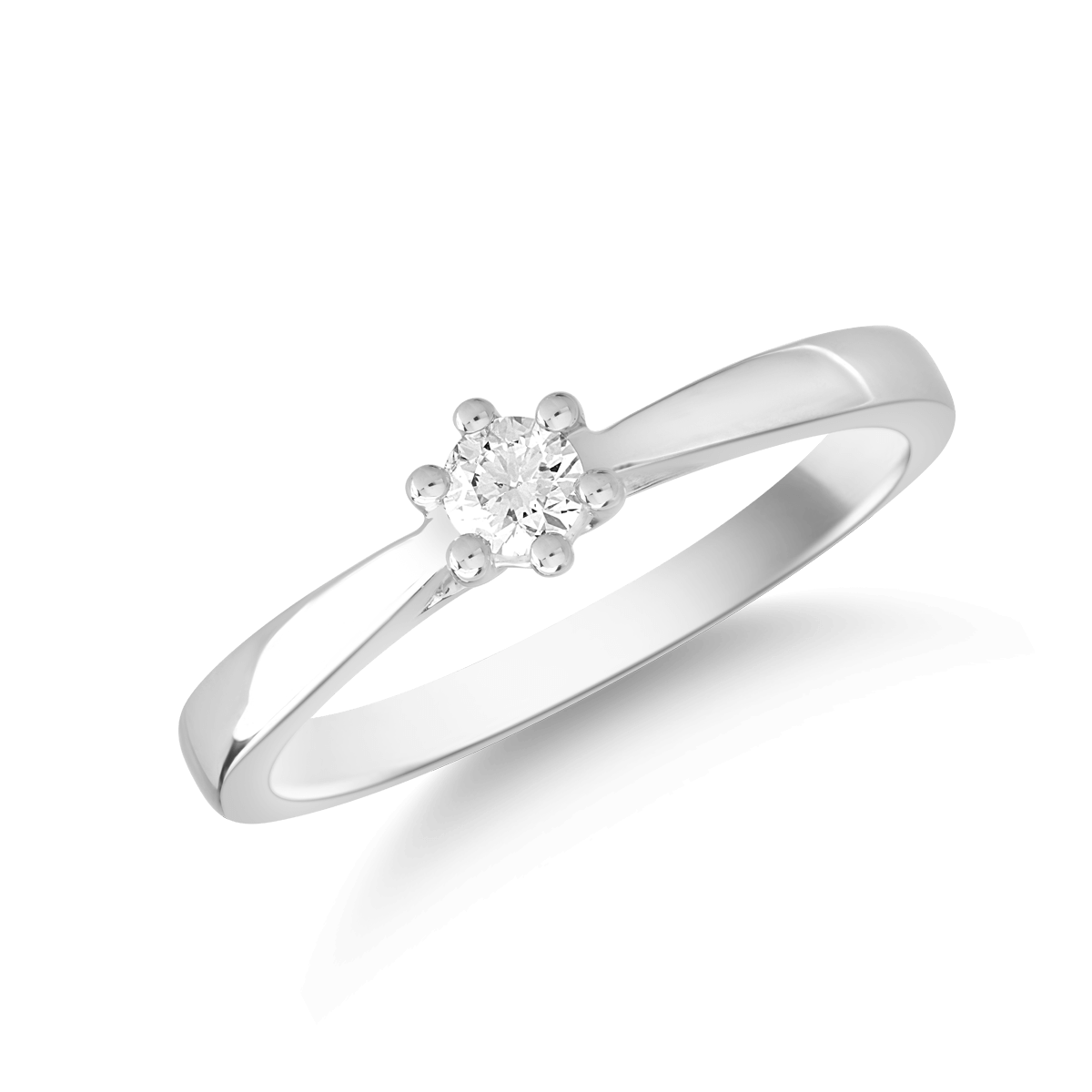 Inel de logodna din aur alb de 18K cu diamant solitaire de 0.15ct