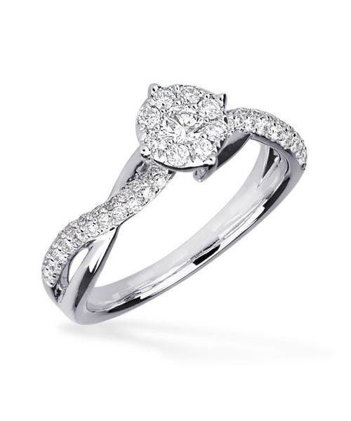 Inel de logodna din aur alb de 18K cu un diamant solitaire de 0.52ct