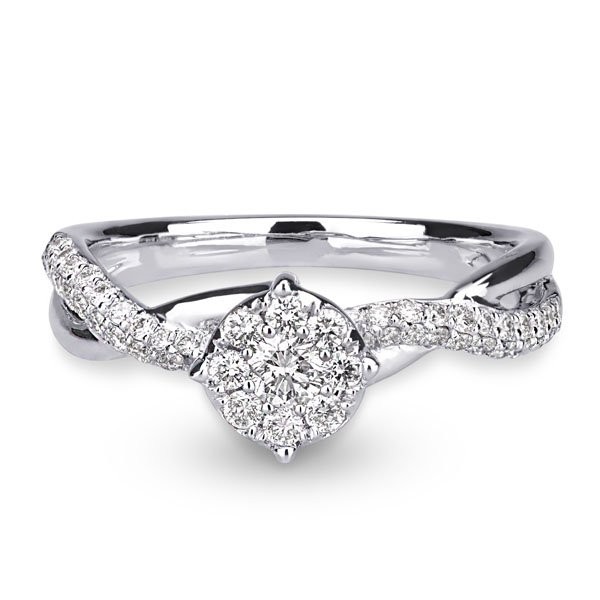 18K white gold engagement ring with a 0.52ct solitaire diamond
