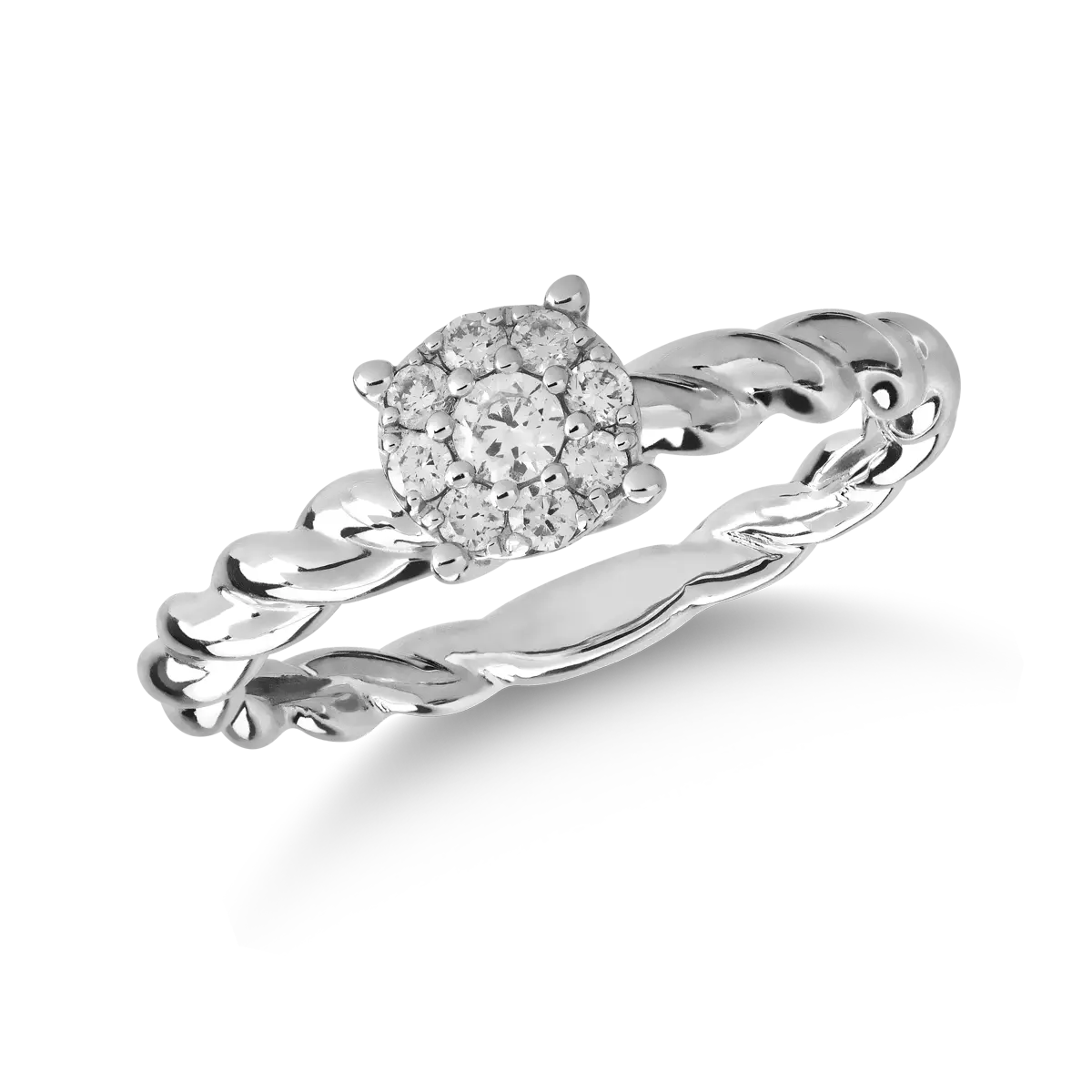 Годежен пръстен от бяло злато 18K с диамант пасианс 0.26ct