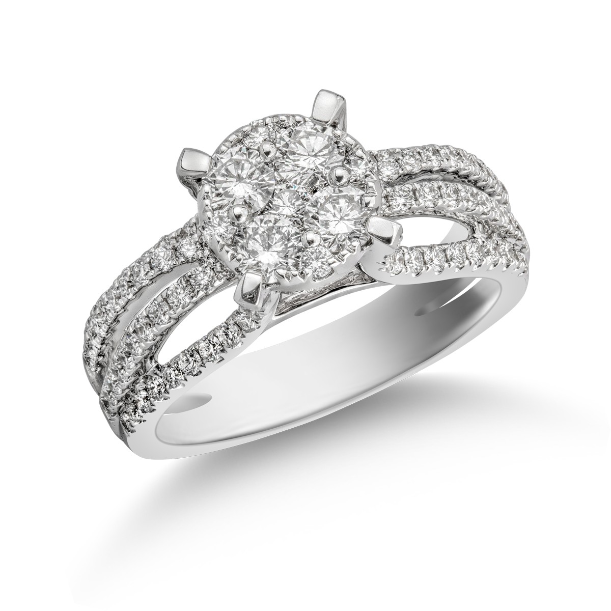 Годежен пръстен от бяло злато 18K с диаманти 1.32ct