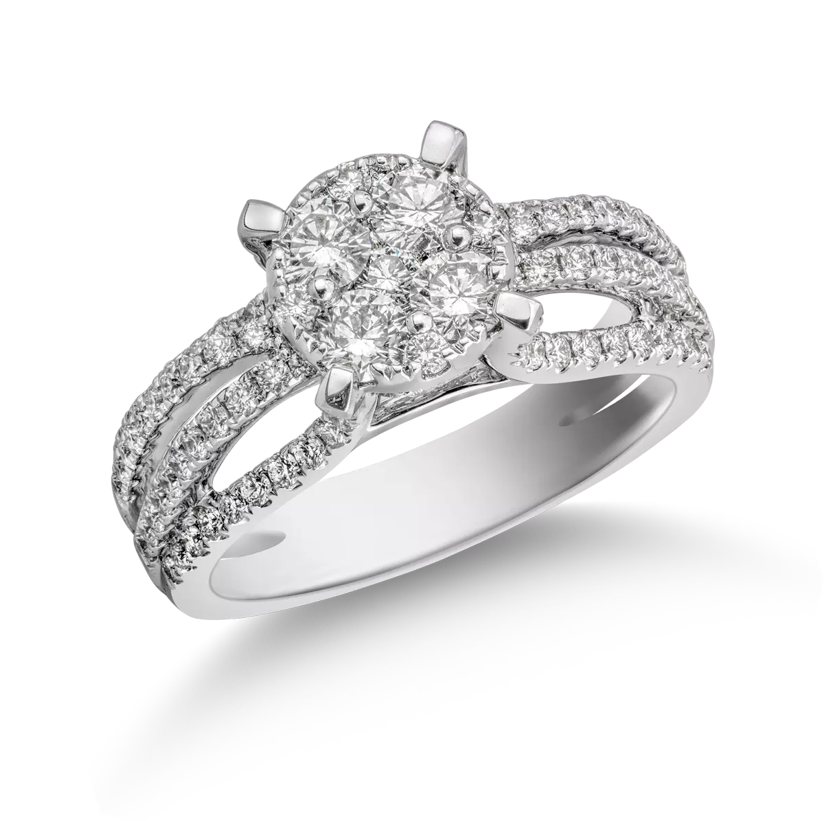 Eljegyzési gyűrű 18K-os fehér aranyból 0,52ct gyémánttal és 0,04ct gyémánttal