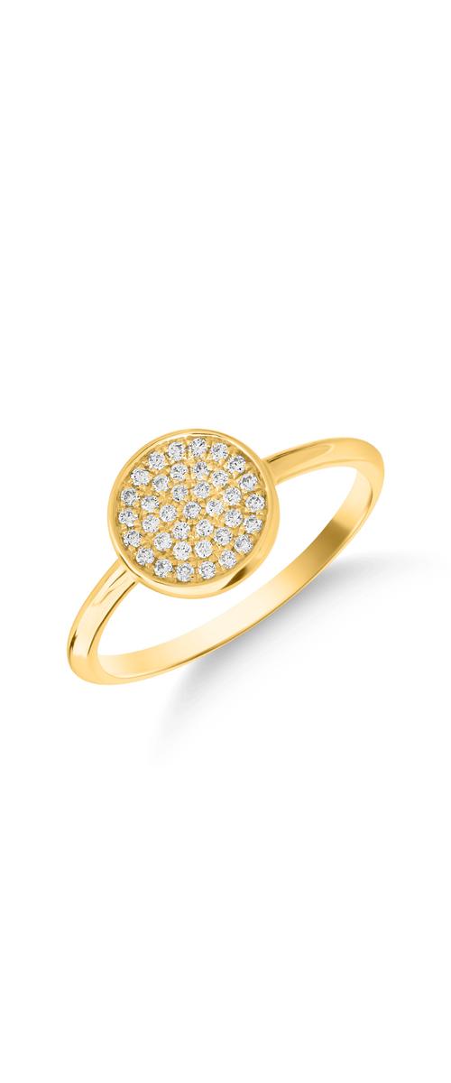 14 karátos sárga arany gyűrű 0.14 karátos gyémántokkal