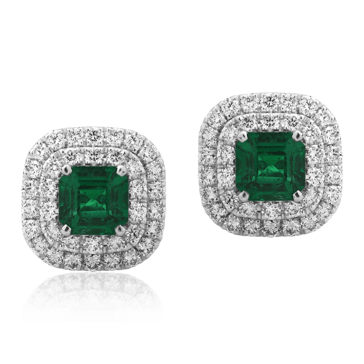 18k fehér arany fülbevaló 2,08ct smaragd és gyémánt 1.36ct