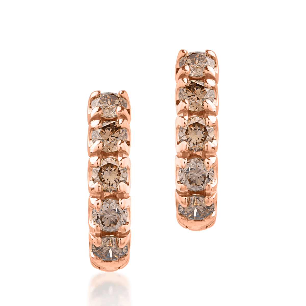 Poze Cercei din aur roz de 18K cu diamante maro de 0.46ct