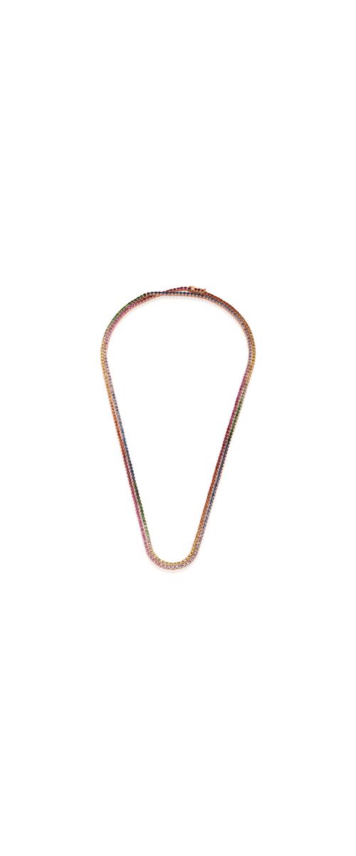 18K rose gold tennis necklace with 13.15ct multicolored sapphires
